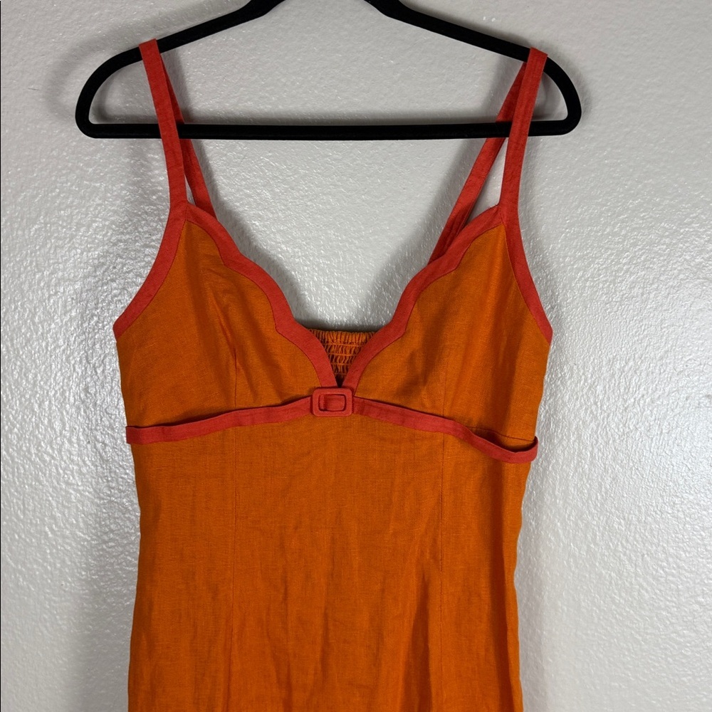 Reformation Sara Linen Dress in Nectarine - Picture 5 of 11